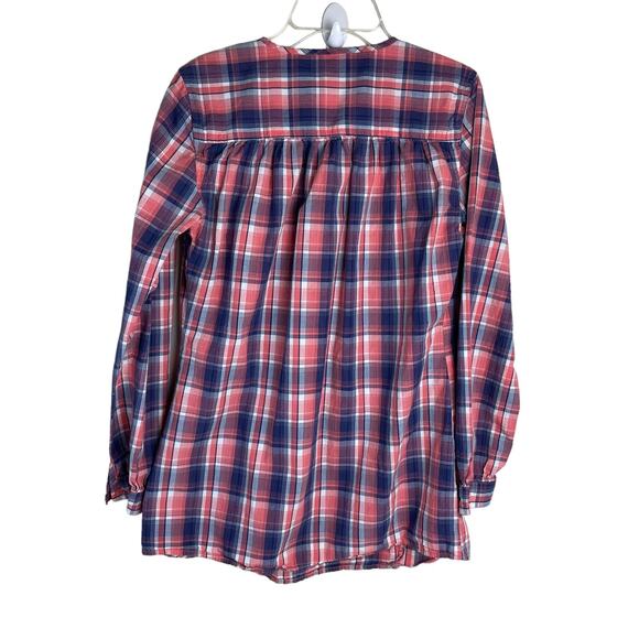 Bit & Bridle S Pink Plaid Western Long Sleeve Tunic Peasant Equestrian Blouse - Picture 2 of 8